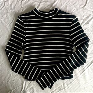 Retro Rib Knit Mock Neck Top
